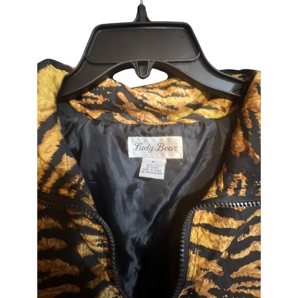 Vintage Lady Bear Womens Silk Tiger Print Jacket M - Picture 3 of 4